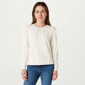 NWT Rachel Parcell Ivory Puff Sleeve Long Sleeve Pullover Sweatshirt Size XS